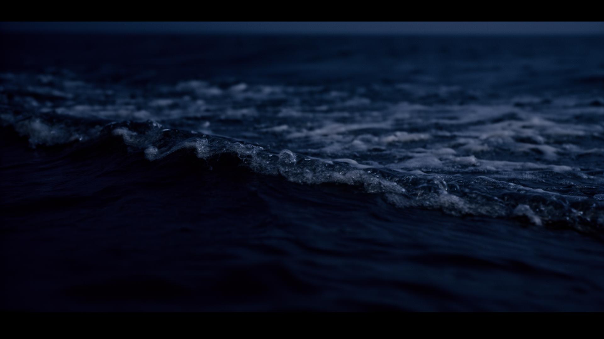 Dark ocean waves at night
